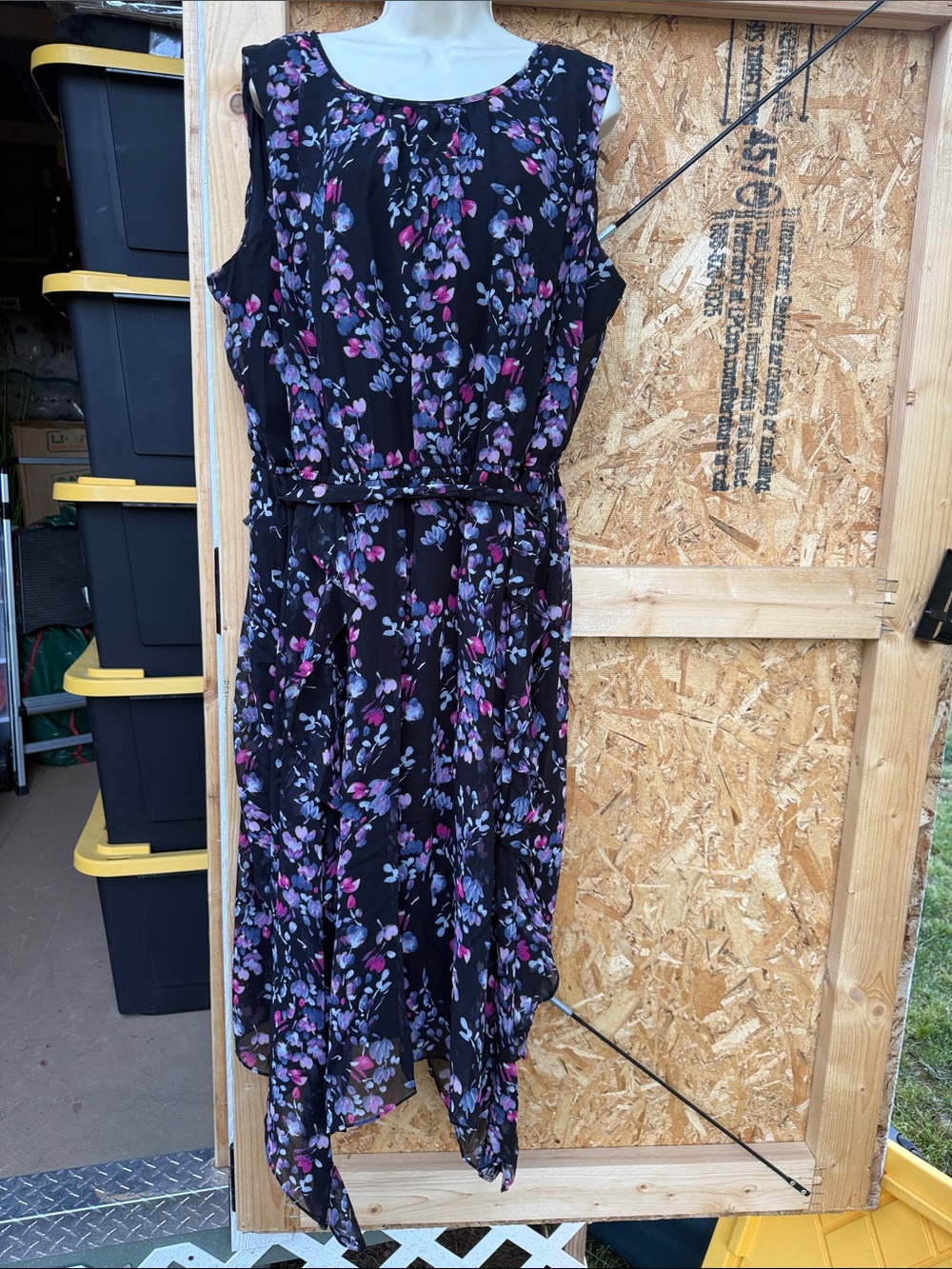 Lane Bryant Navy Floral Dress with Purple and Pink Accents